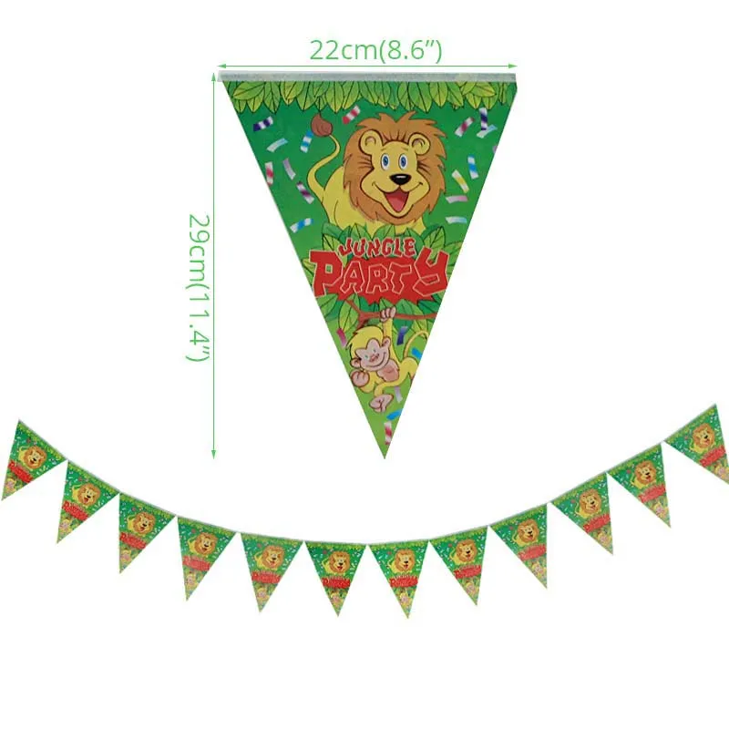 Jungle Party Supplies Birthday Party Decorations Kids Animal Safari Paper Plate Cup Balloons Baby Shower boy 1st Birthday Decor - Цвет: 1set paper banner