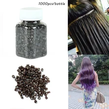 1000 шт/бутылка силиконовые выстроились микро бусины кольца трубки для человеческих волос удлинитель наконечник 5 мм