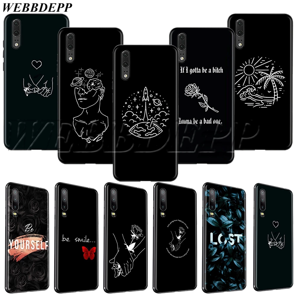 

WEBBEDEPP Color text on a black background TPU soft case for Huawei P8 P9 P10 P20 P30 Y5 Y6 Y7 Y9 P smart Lite Pro Prime Mini