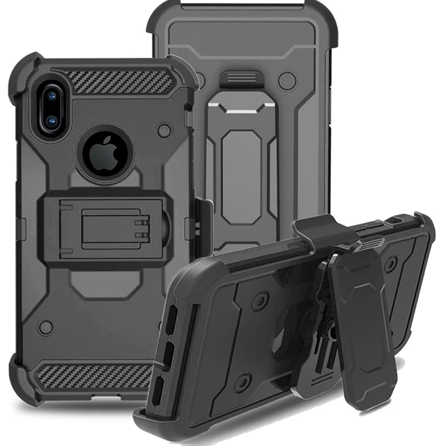Belt Clip Case For iPhone X Armor Stand Shockproof Silicon Case Cover