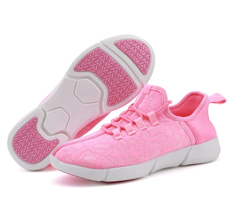 Tecido de Fibra Tênis com Luz Óptica Cores Piscando Iluminar Sapatos 11 Adolescente Girls & Boys Recarregável Usb Luminosa Size25-46 13 Mamãe e Bebê