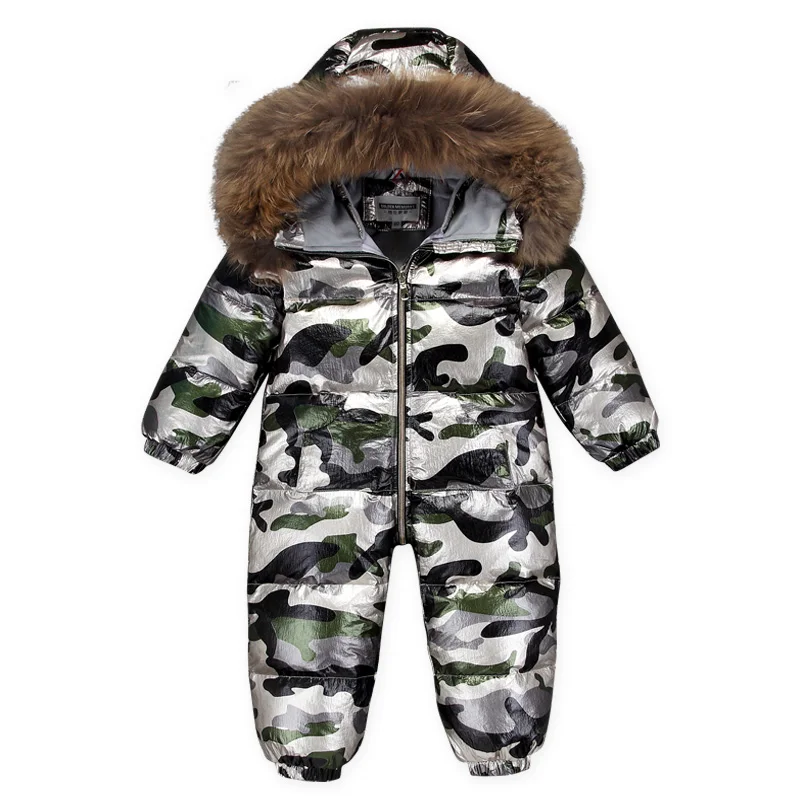 Зимние Пуховые куртки и пальто для малышей на-30 градусов, детский зимний комбинезон, теплая верхняя одежда, пальто для маленьких мальчиков и девочек 2-5 лет, комбинезон Clj275