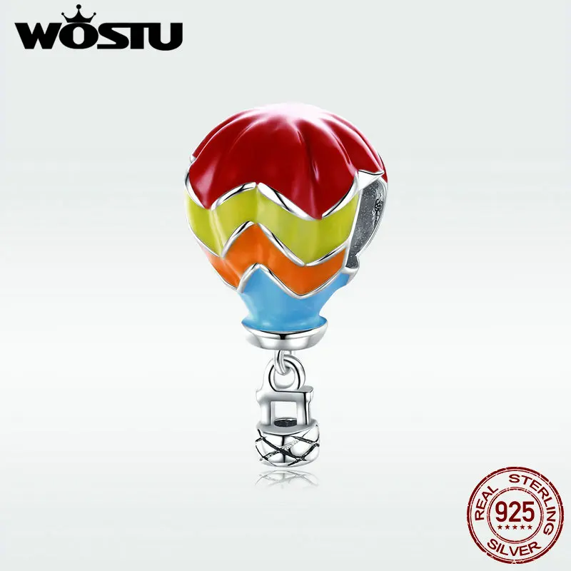 

WOSTU Authentic 925 Sterling Silver Turky Hot Air Balloon Enamel Charms fit Bracelet Pendant Bead Women Jewelry Gift DXC867