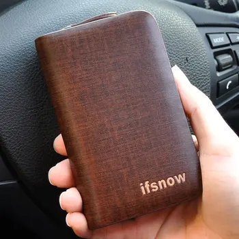 

Fashion Men / Women Genuine Leather Car Key Wallet, Smooth Face, Solid color Credit Card Holder, multi-function
