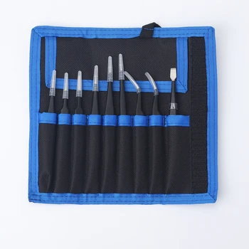 

9 in 1 Precision Tweezers Tools Kit Tweezers Resists Corrosion Anti-static Stainless Tweezers for Precise Electric Maintenance