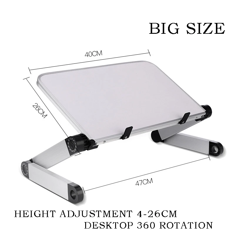 Aluminum Alloy Laptop Portable Foldable Adjustable Laptop Desk Computer Table Stand Tray Notebook Lap PC Folding Desk Table - Цвет: ELH04000WHBIG