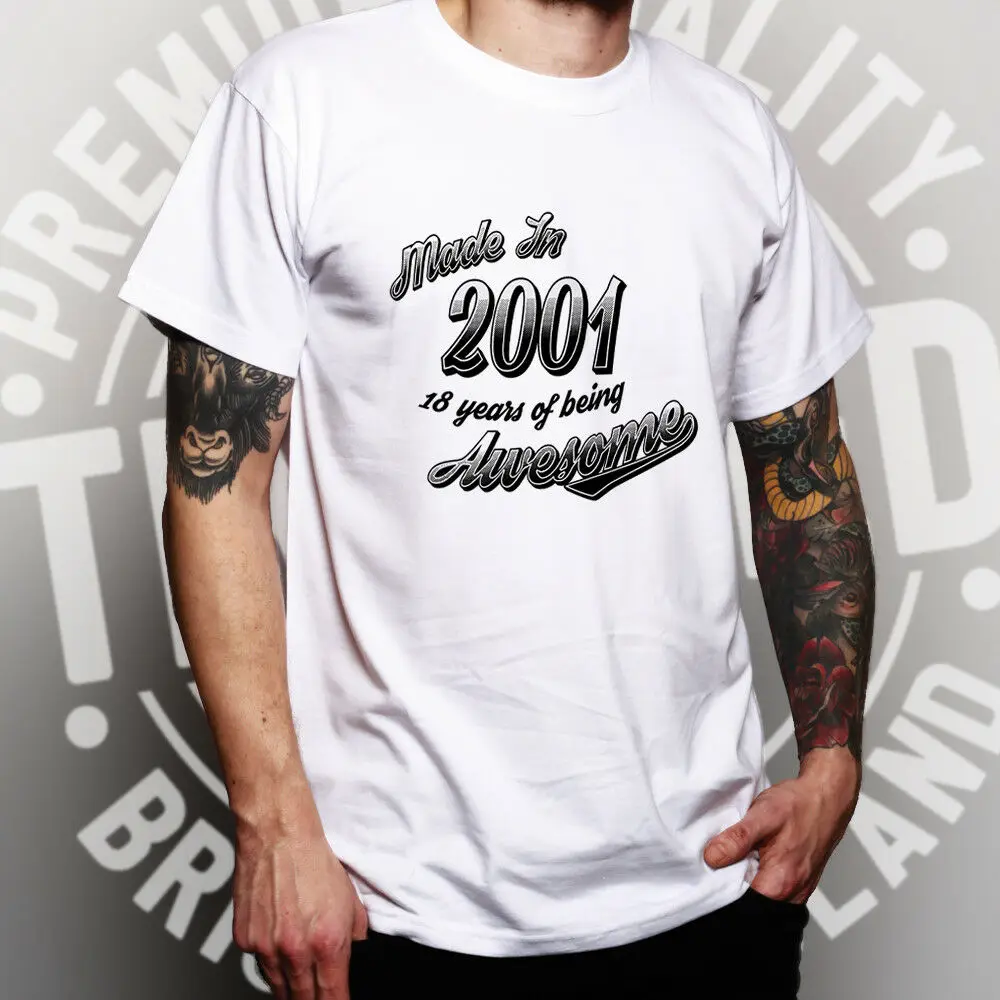 18th Anniversaire футболка Fait En 2001 18 Ans Impressionty Nantfashion Мужская футболки на заказ любой