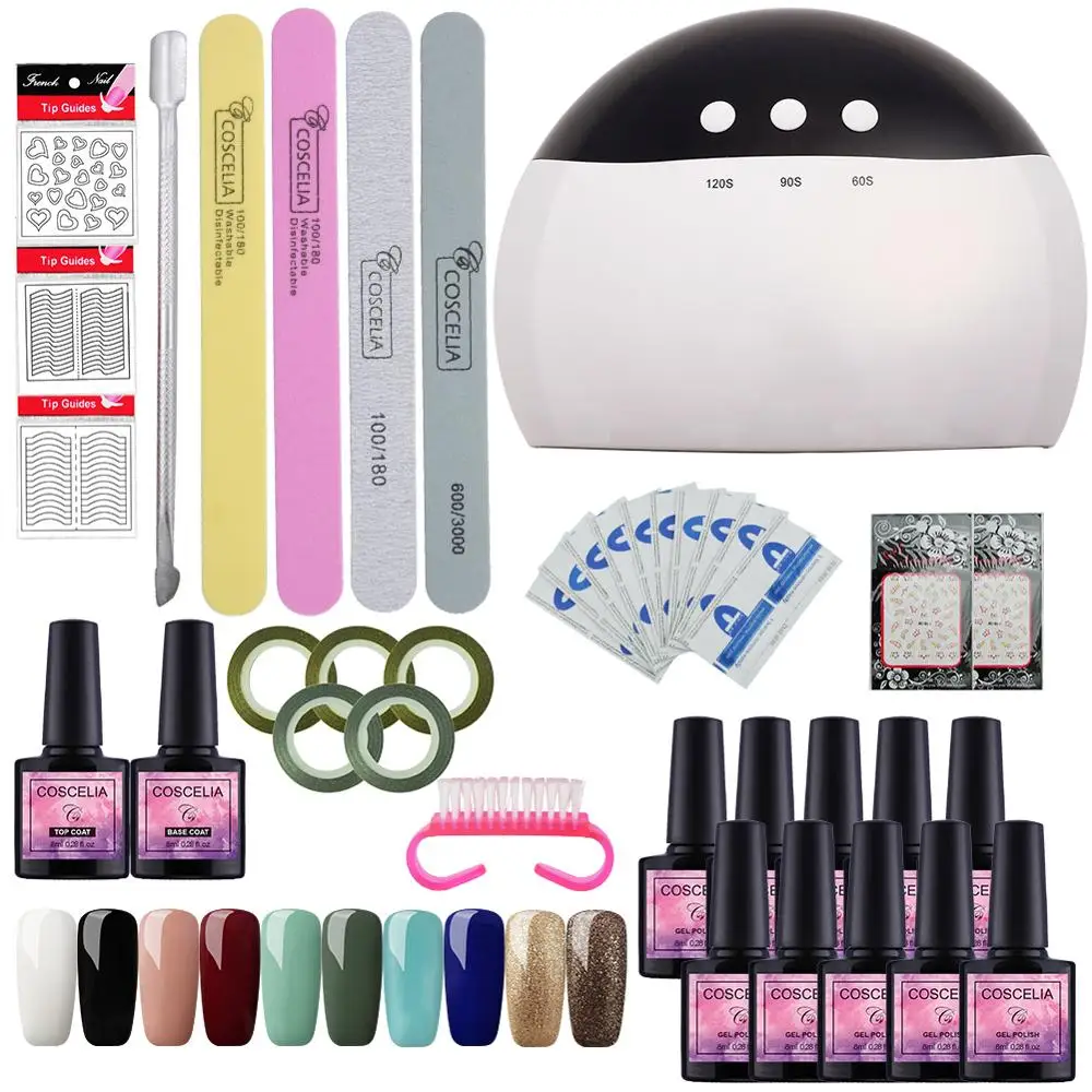 

COSCELIA Manicure Set With LED Lamp Dryer Gel Nail Polish Set Full Tools For Manicure Nail Art High Quality Set For Nail