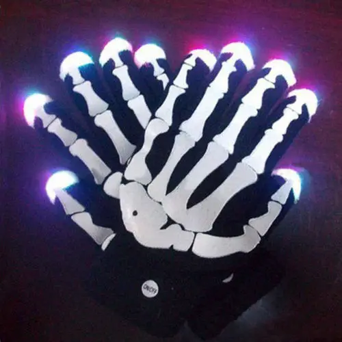 7 Mode Skeleton Bone LED Light up Gloves for Halloween