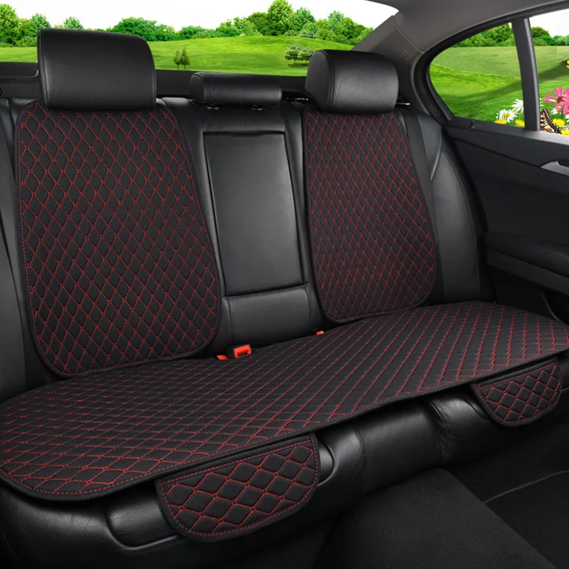 

Car Seat Cover Universal Flax Car Rear Seat Cushion with Backrest Four Seasons Interior Auto Chair Seat Carpet Mat Pad