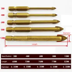 5 шт. твердосплавные стеклянные сверла с 4 режущими краями для плитки стекла крест копье сверлильные головки биты DIY деревообрабатывающее