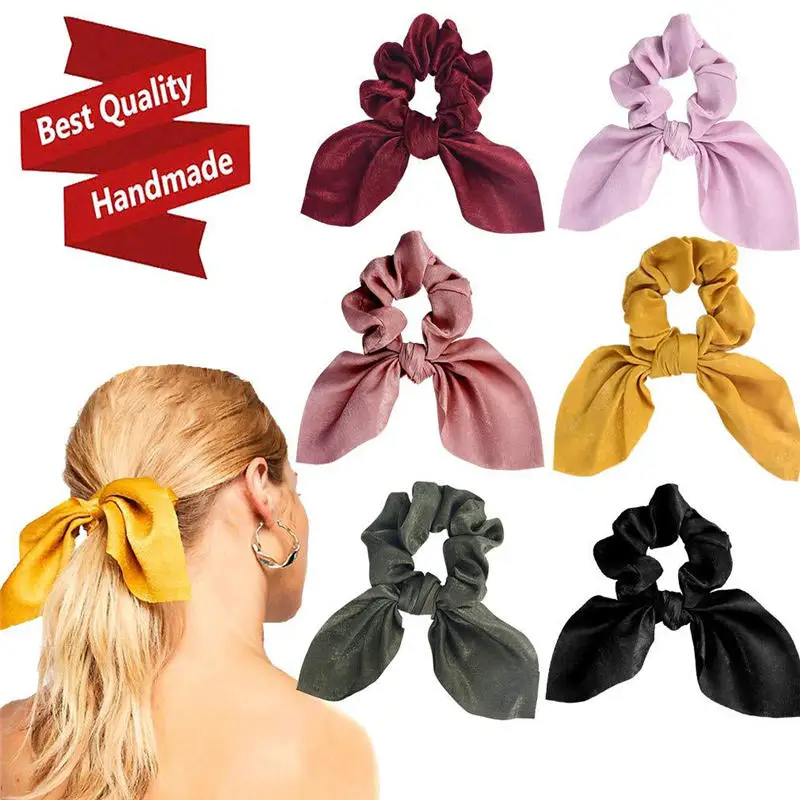 

Women Rubber Bands Tiara Satin Ribbon Bow Hair Band Rope Scrunchie Ponytail Holder Elastic Gum for Hair Accessories