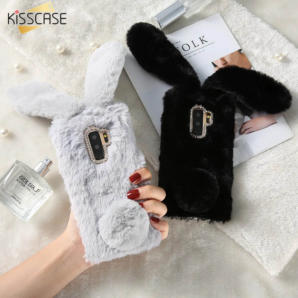 KISSCASE Real Rabbit Fur Case for iPhone 5s 4 5 SE 8 X 7 6s 6 plus Cute Moblie Phone Cover Accessories Capa | Мобильные телефоны и