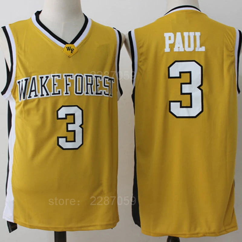 

Ediwallen Men Sale Basketball 3 Chris Paul College Jerseys Wake Forest Demon Deacons Jersey Yellow Black White Free Shipping