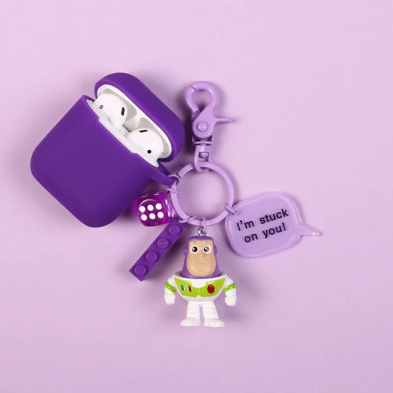 

2019 New Toy Story Buzz Lightyear PVC Action Figure Model Keychain Cartoon Dolls Key Ring Silicone AirPods Protective Cover