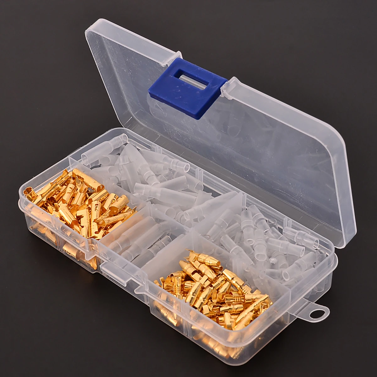 120pcs Practical 3.5mm  Male & Female Brass Bullet Connector+Transparent Cover Insulated Terminal with Plastic Box