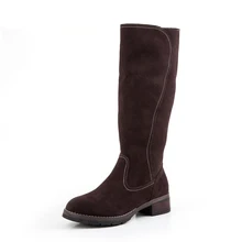 

New arrival genuine leather split suede Knee high boots, winter Faux shearling snow boots