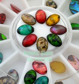 

Wholesale 60PCS Colorful Glitter Flame Shell Stone Oval Acrylic Flat Back Nail Art Rhinestones Decals Wheel DIY Tips