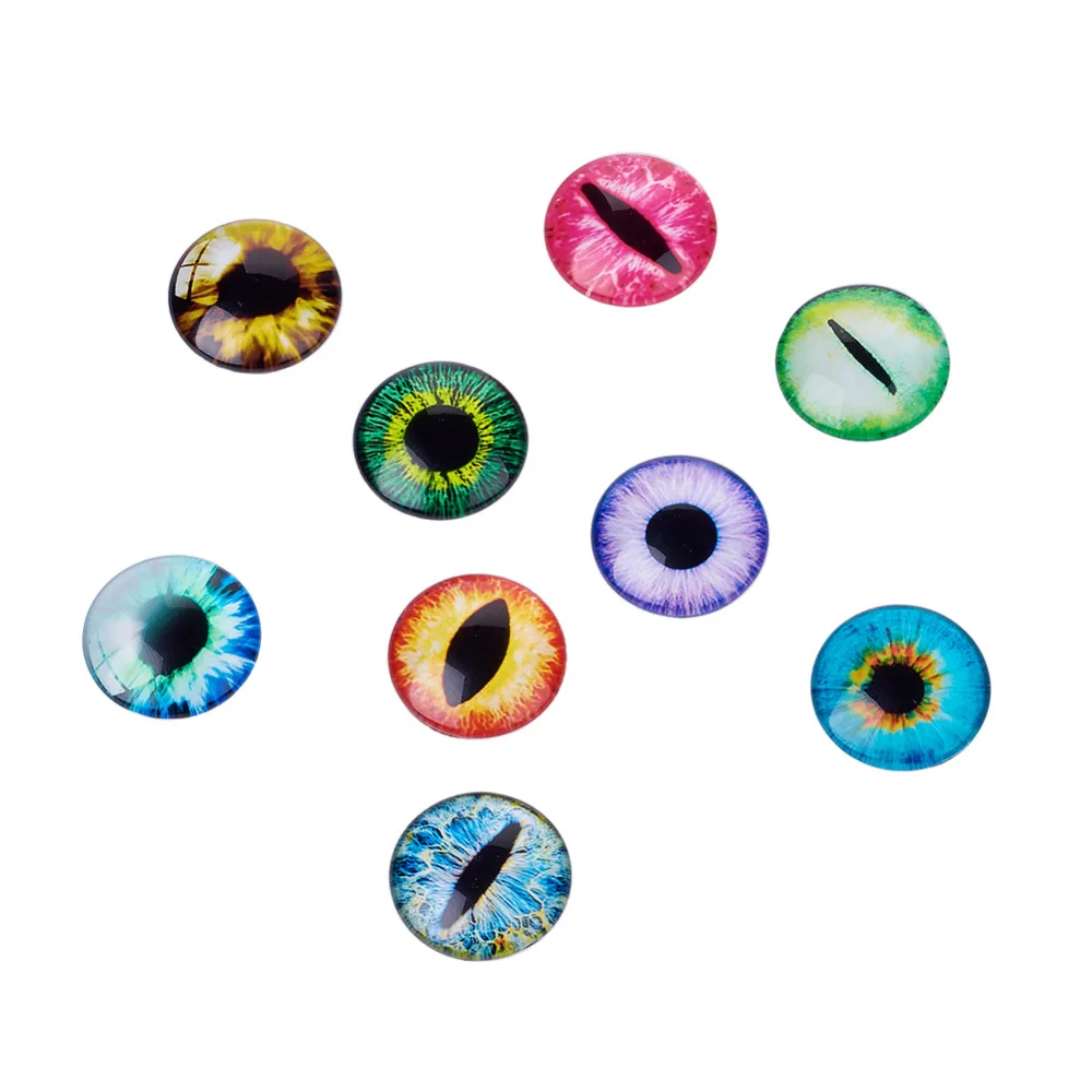 Смешанные цвета глаз полукруглые/купол напечатанные Стеклянные Кабошоны 10 12 14 18 20 25 30 мм 100-200 шт