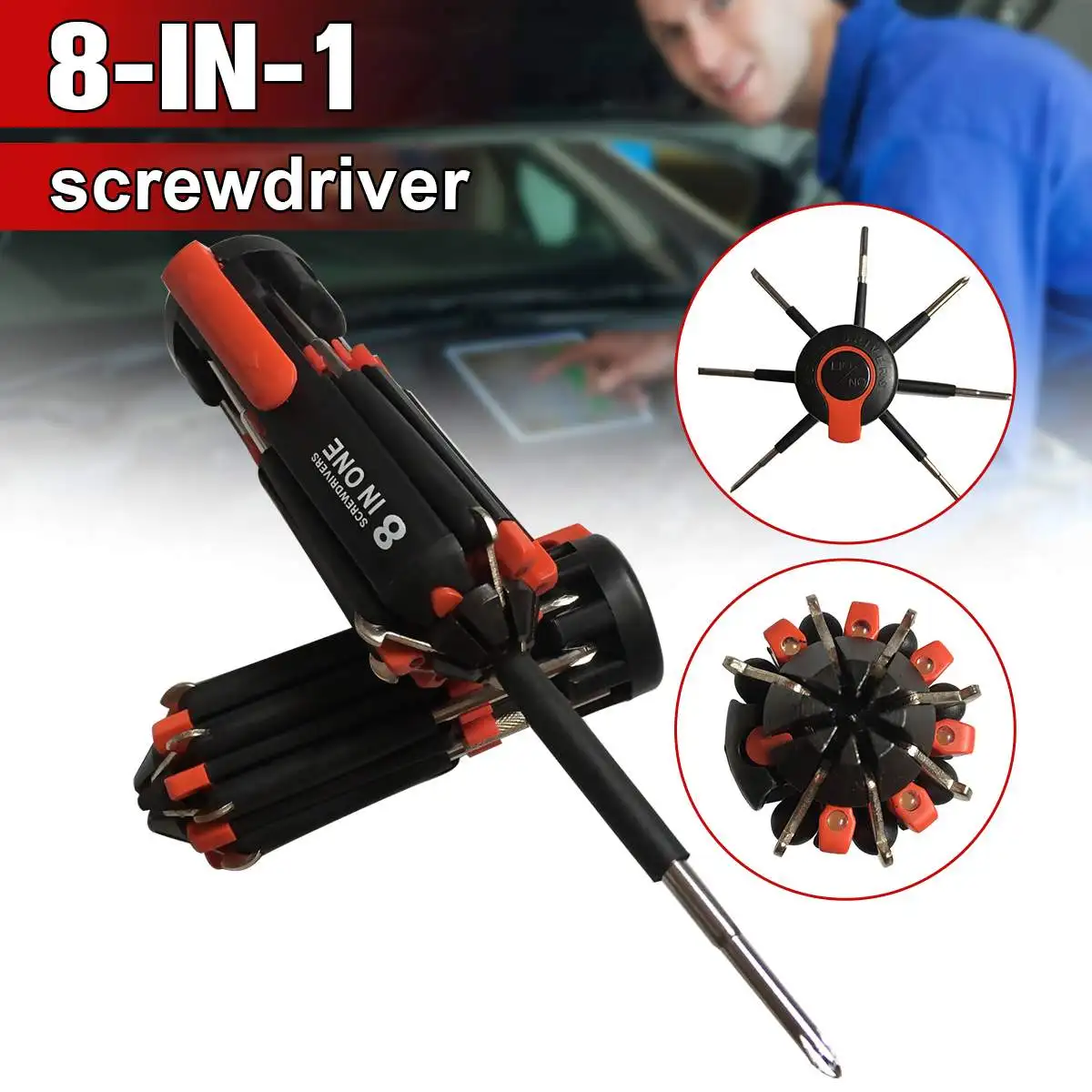 

8 in 1 Screwdriver Combination Portable Multi-function Screwdriver Repair Tools Set Stainless steel Hand Tools With LED Light