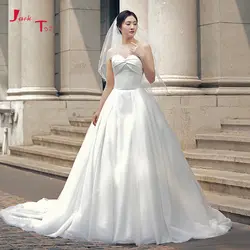 Vestido De Casamento 2019 новое поступление с открытыми плечами кружево на спине складочный орнамент Атлас Тюль трапециевидной формы свадебное