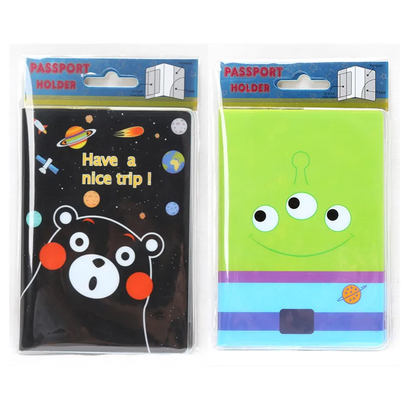 

14*10cm Cartoon Bear Monster PVC Leather Passport Covers Fashion Travel Passport Cases Unisex Go Abroad ID Card Passport Holders
