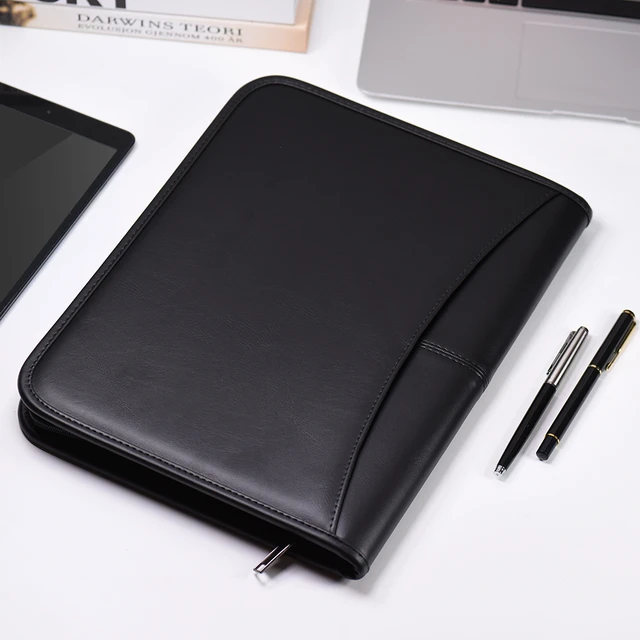 Leather Portfolio Binder for Men, Resume Zippered Padfolio for 12.9  Laptop, Professional Business Orga - AliExpress