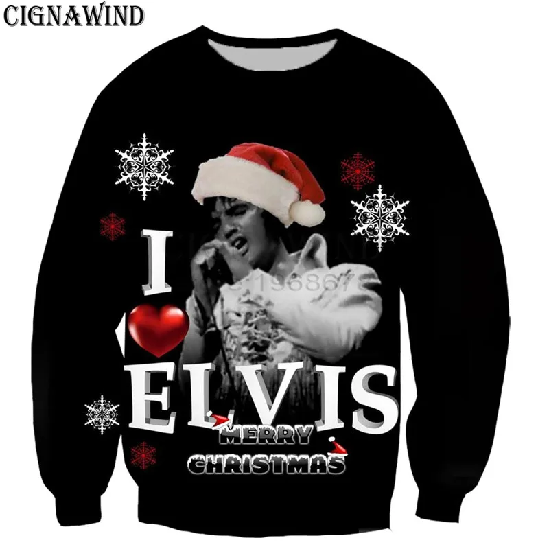 Последняя забавная Толстовка для мужчин/женщин с Рождеством в стиле хип-хоп рок-певец Elvis Presley 3d печать Толстовка с принтом уличная - Цвет: 03