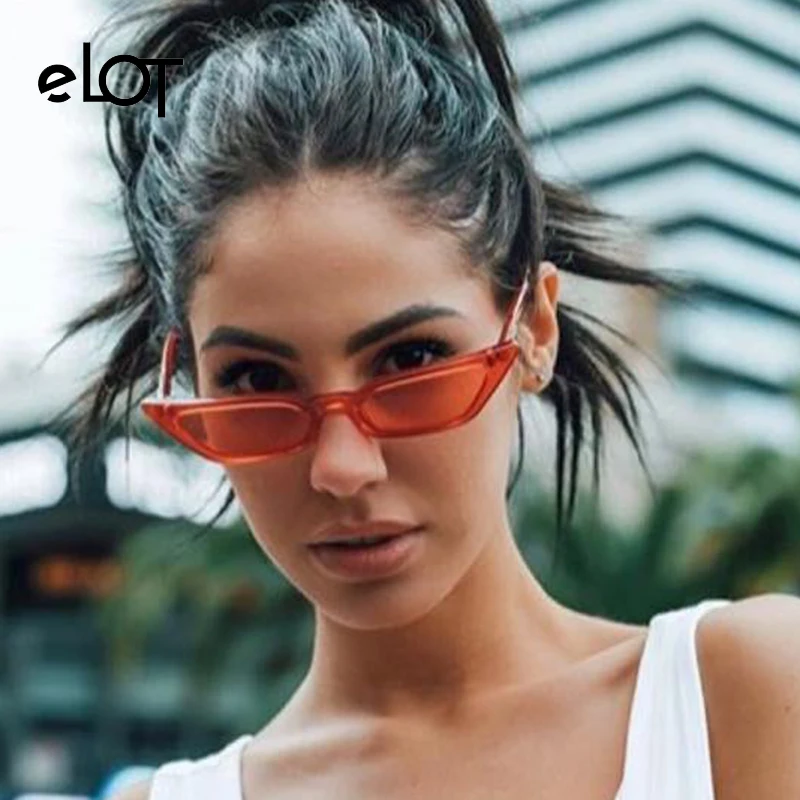 Elot 2018 New Brand Designer Vintage Sexy Rectangle Cat Eye Sunglasses Women Retro Small Fashion