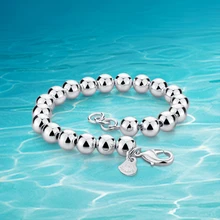 Fashion round bead bracelet with 925 sterling silver jewelry bangle, men’s and women’s simple individual character style