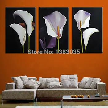 

Hand Painted Decorative Flowers Paintings On Canvas 3 Piece Home Modern Art Abstract Wall Canvas Picture Set