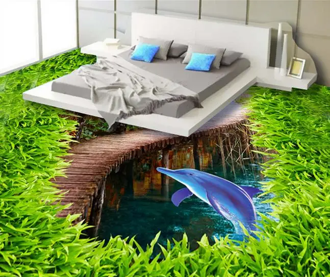 

custom 3d floor tiles Green meadow 3d stereoscopic wallpaper living room 3d pvc flooring waterproof self- adhesive wallpaper