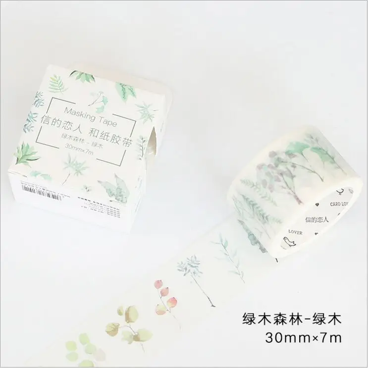 

30mm Wide Lush Green Plants Leaves Forest Tree Life Decoration Washi Tape DIY Planner Diary Scrapbook Sticker Masking Tape