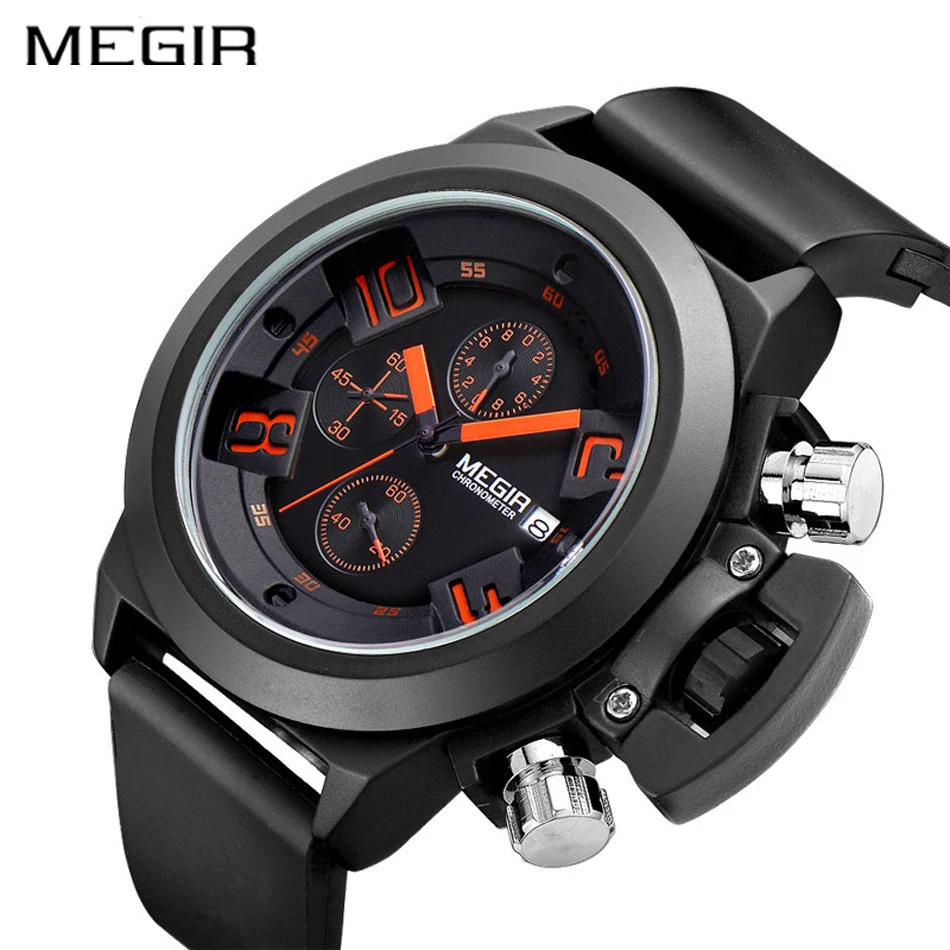Megir марка мужские наручные часы многофункциональный мужской бизнес часы календарь хронограф топ кварцевые часы Relogio / ML2002