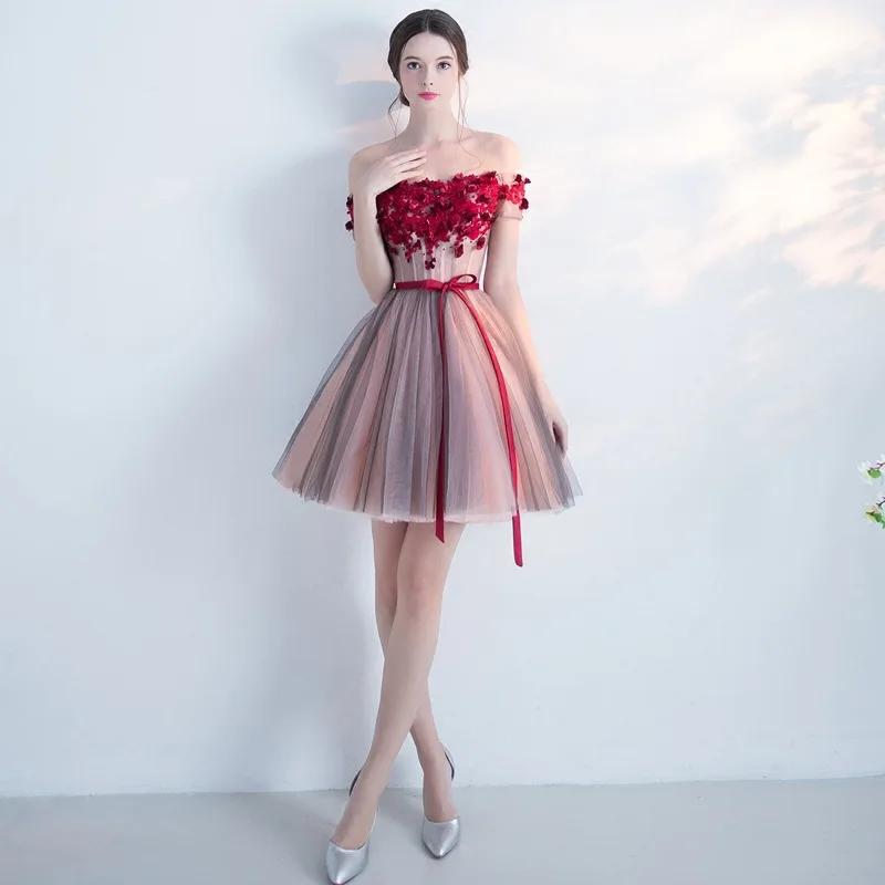 Модное красное женское платье с открытыми плечами и короткими рукавами, кружевное Сетчатое бальное платье с открытой спиной, Бандажное сексуальное Клубное платье, вечерние платья