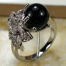 NEGRO PERLA ANILLO de PLATA 925 TAMAÑO 5 6 7 8 9 10 11 12 TR131
