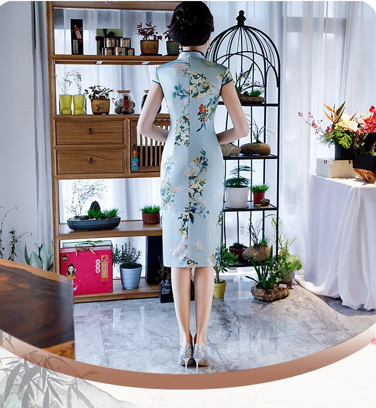 Sheng Coco Flowers Cheongsam женское китайское платье средней длины Чонсам с цветочным узором, современный Ципао, винтажный Восточный стиль