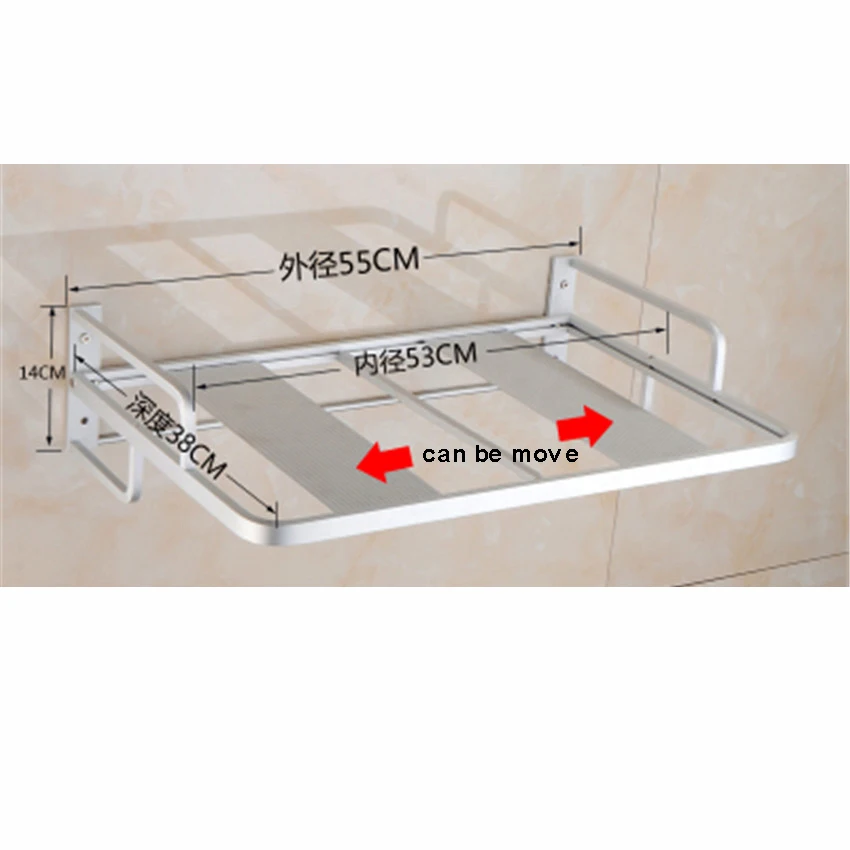 Solid Aluminum Alloy 2 Layer Kitchen Shelf Rack Support Frame Microwave Oven Wall Mount Shelf Bracket Silver Load weight 150kg