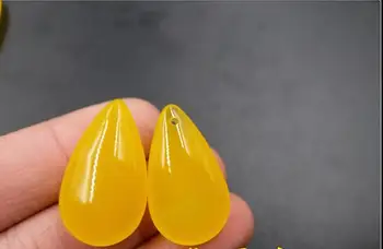 

10pc natural authentic ice species yellow onyx water droplets pendant chalcedony f water droplets pendant