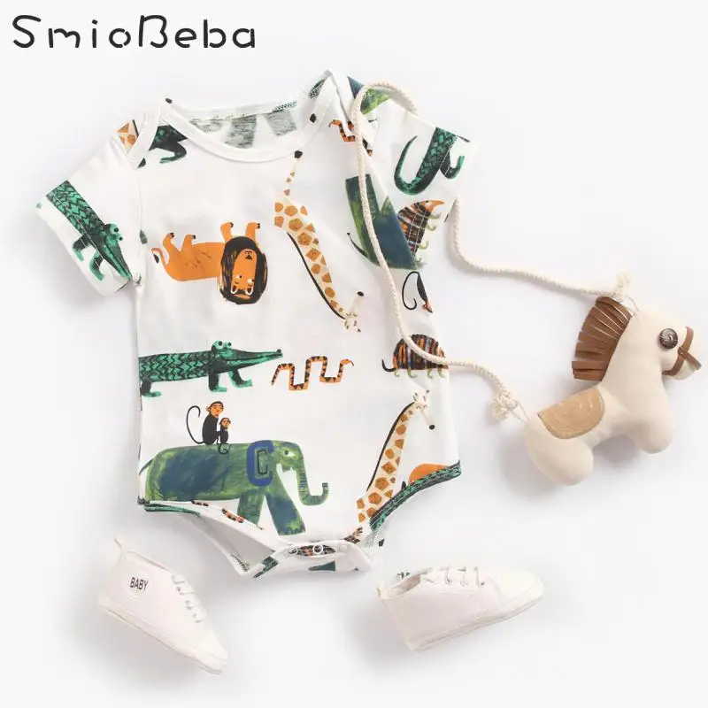 Baby Newborn Rompers Bottom-wrapped Neonatal Unisex Boys Girls Cartoon Triangle Climbing Ins Clothing Animal Kids Jumpsuits | Мать и