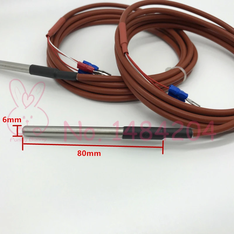 PT100 компании "feilong" Температура Сенсор 6 мм* 80 мм класса B 2 m из силиконового геля от строительного мусора Платиновый рези
