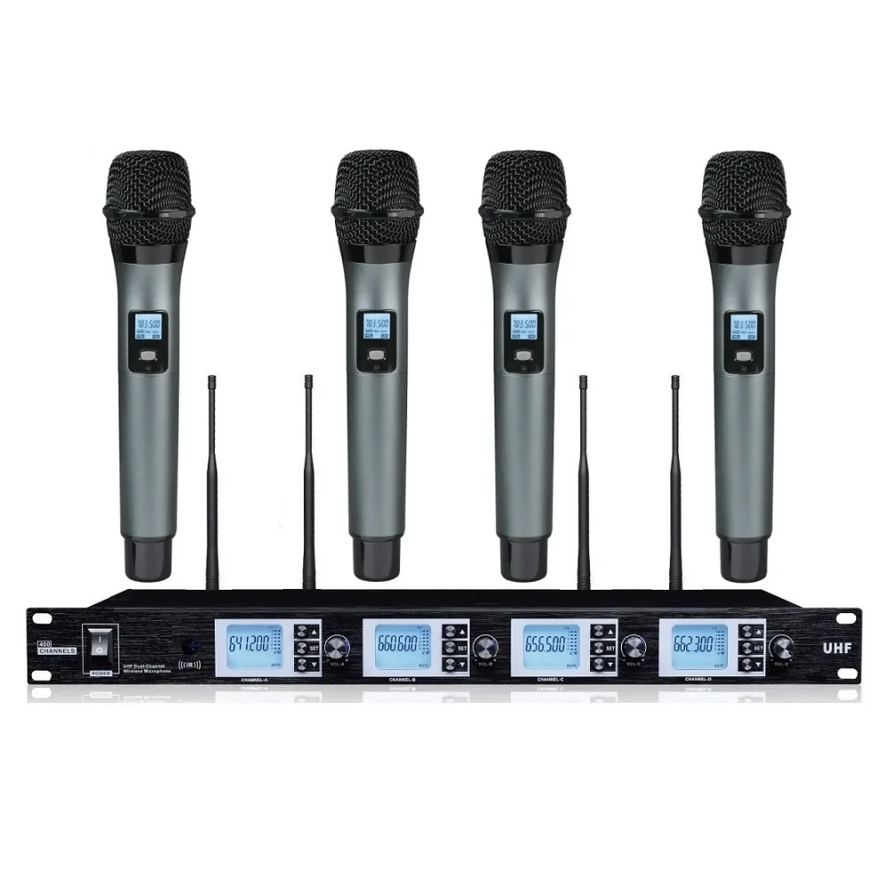 Bolymic UHF Wireless Vocal Microphone Professional 4 Channels PLL 