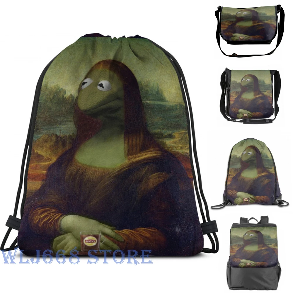 

Funny graphic print shoulder Bags women Mona Kermit Single shoulder backpack travel for men Gym Bag