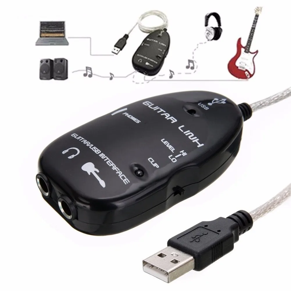 Electric Guitar Cable Audio USB Link Interface Adapter For