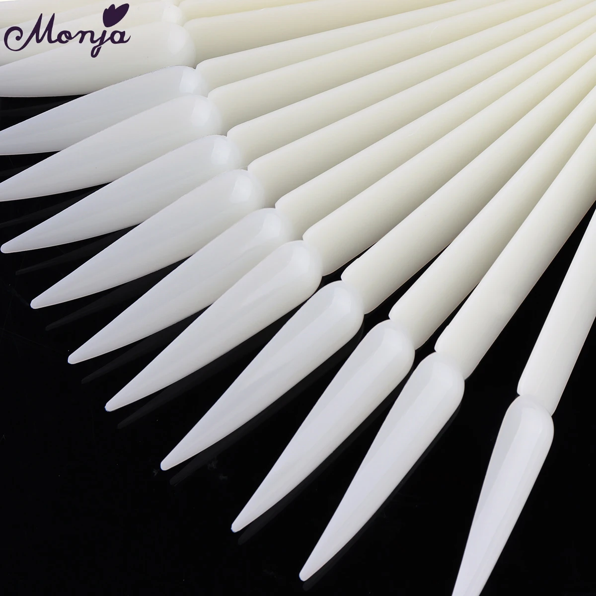 

Monja 40pcs Sharp Fan Shaped Nail Art False Tips Polish Gel Color Practice Display Showing Card Sticks Manicure Tool