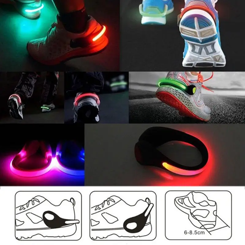 LED Luminous Shoe Clip Outdoor Bicycle LED Luminous Night Running Shoe Safety Clips Cycling Sports Warning Light Safety