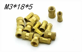 

200pcs/lot Brass Knurl Nuts M3*18mm(L)*5mm(OD) Metric Threaded Nuts Insert Round Shape embedded through-hole nut