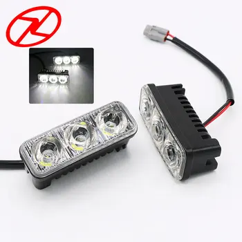 

2pcs Waterproof Universal 3 LED High Power Aluminum LED Daytime Running Lights with Lens White 6000K DRL for car styling