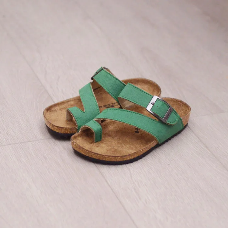 Летняя детская пляжная обувь Kinder Sandalen; спортивные римские сандалии на плоской подошве; обувь с открытым носком; пробковые сандалии - Цвет: 6