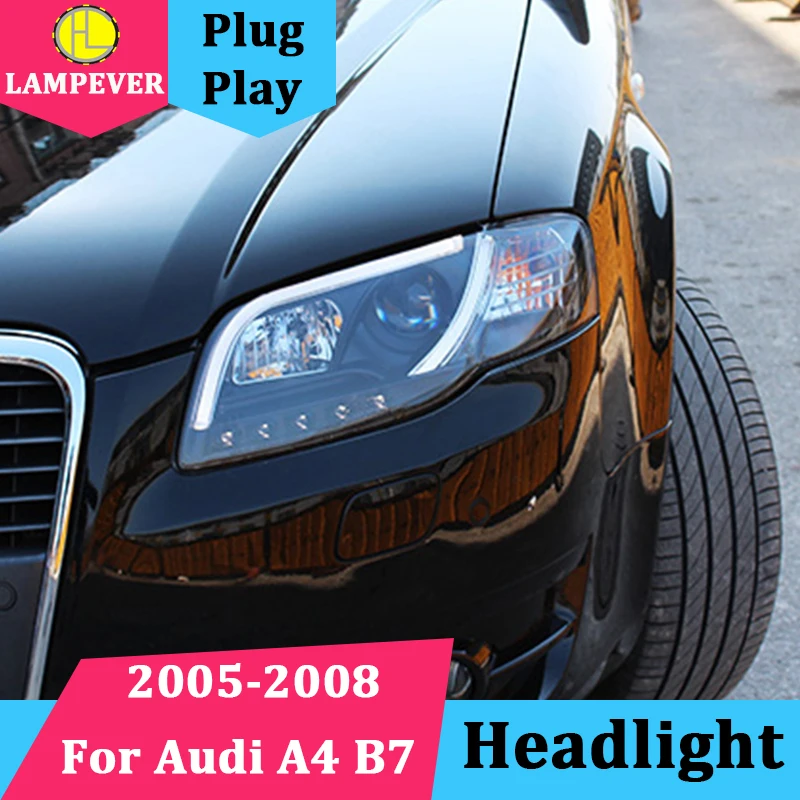 

Lampever Car Styling for Audi A4 B7 Headlights 2005-2008 A4 B7 LED Headlight DRL Lens Double Beam H7 HID Xenon bi xenon lens